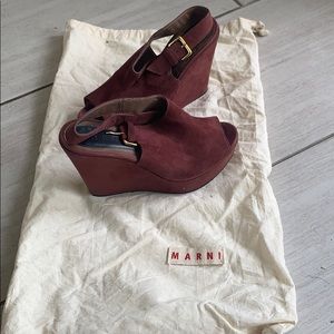Marni wedge heels in burgundy suede